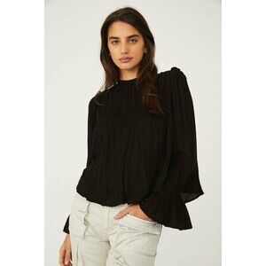 Free People High Neck Victorian Romantic Whimsygoth Peasant Blouse Size Small